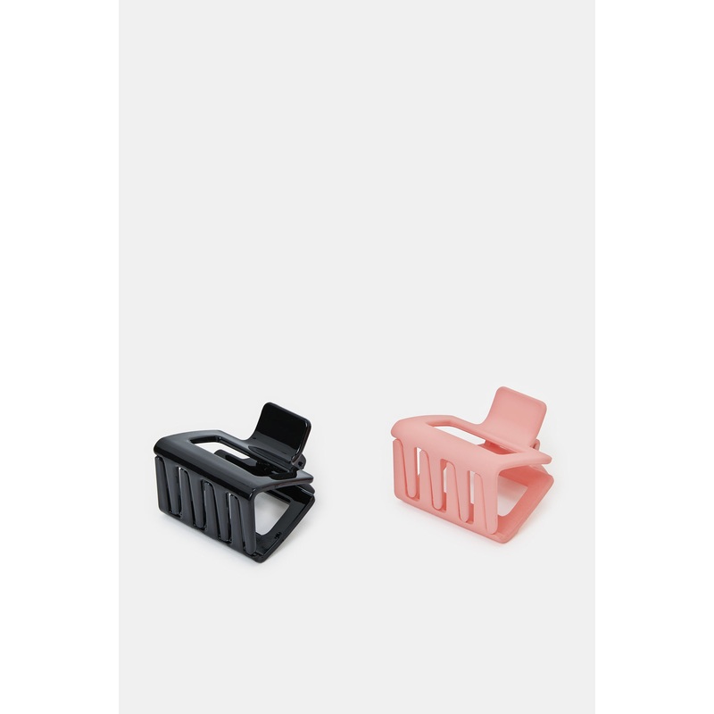 Women Pink And Black Hair Claw (Pack of 2)