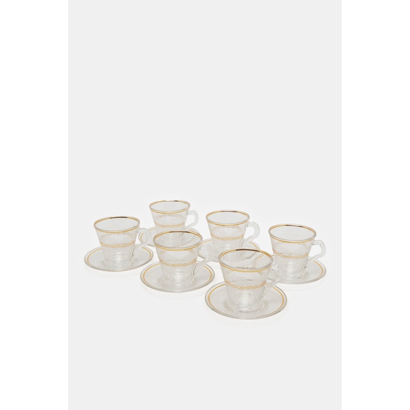 Clear Embellished Glass Espresso Set (12 Piece)