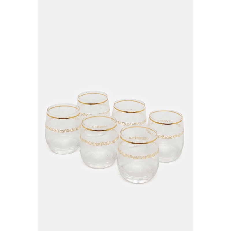 Clear Embellished Glass Tumbler Set (6 Pieces)