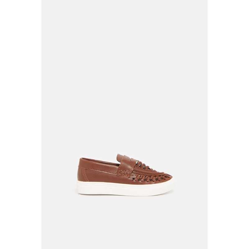 Infant Boys Brown Textured Loafer