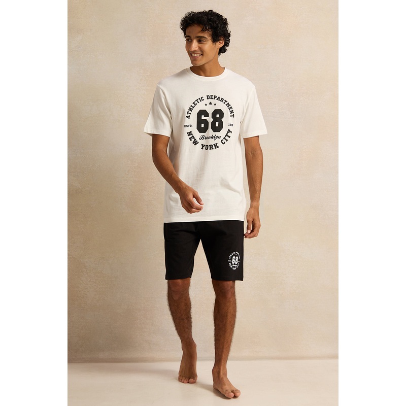 Men Black And Ivory Printed Pyjama Set (2 Piece)