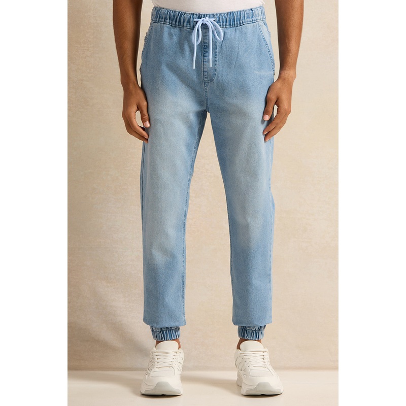 Men Blue Jogger Fit Denim Jeans