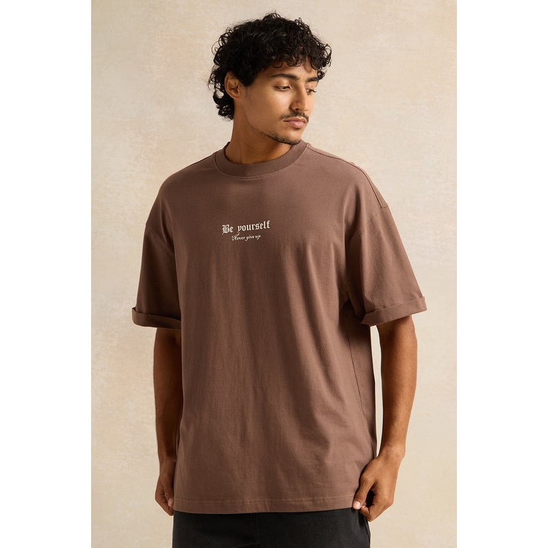 Men Brown Print T-Shirt|Small|Medium|Large|X-Large|XX-Large