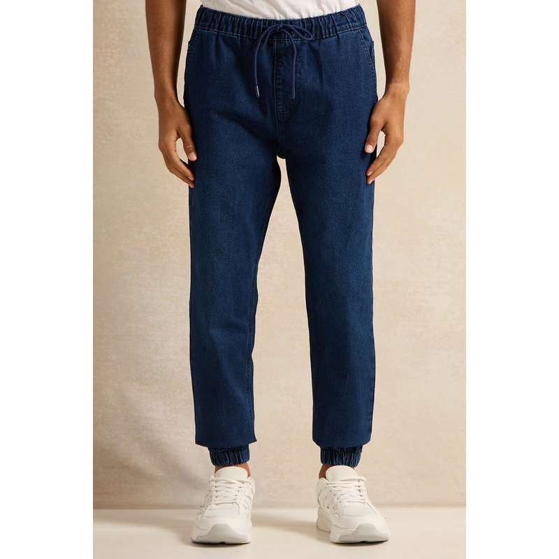 Men Navy Jogger Fit Denim Jeans