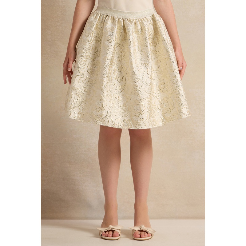 Senior Girls Beige And Gold Skirt