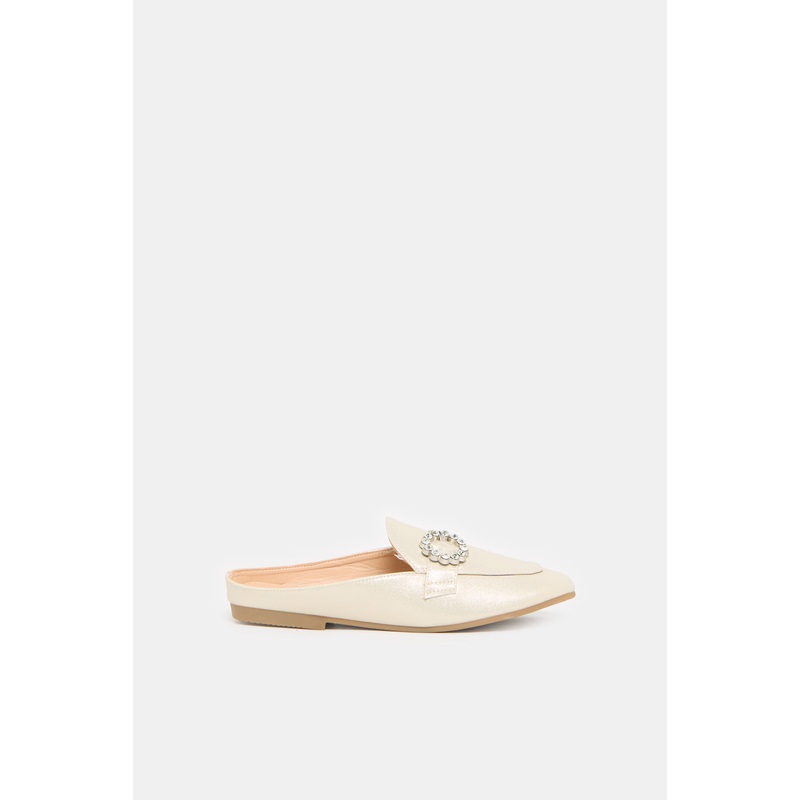 Senior Girls Gold Buckle Embellished Mule
