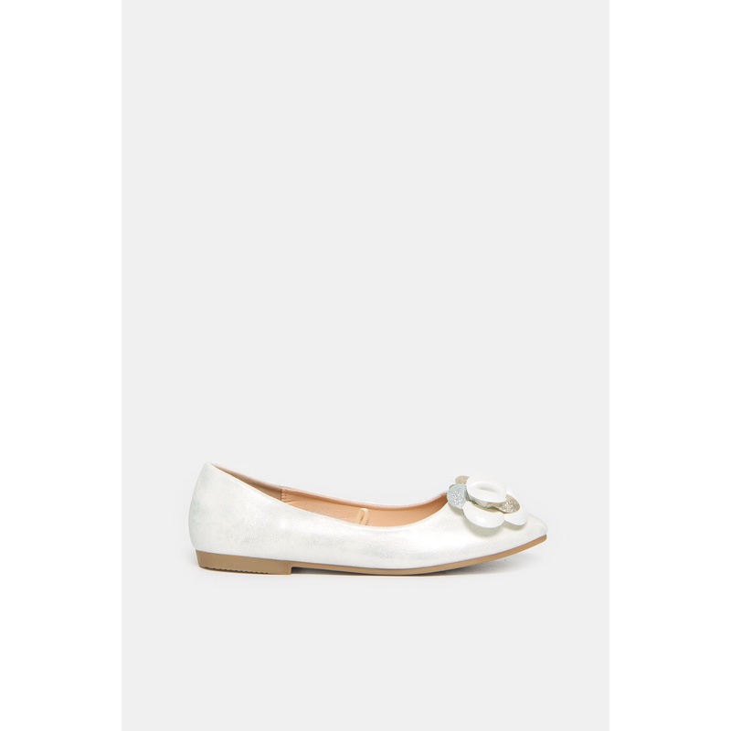 Senior Girls Sliver Floral Embellished Ballerina