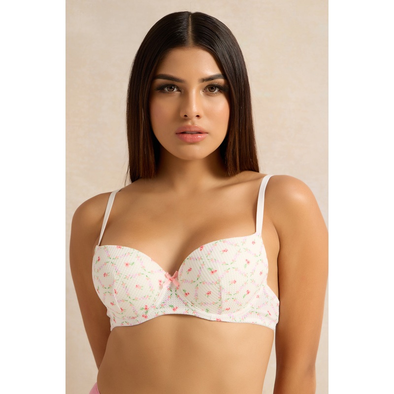 Women Assorted Printed Padded Plunge Bras (Pack of 2)