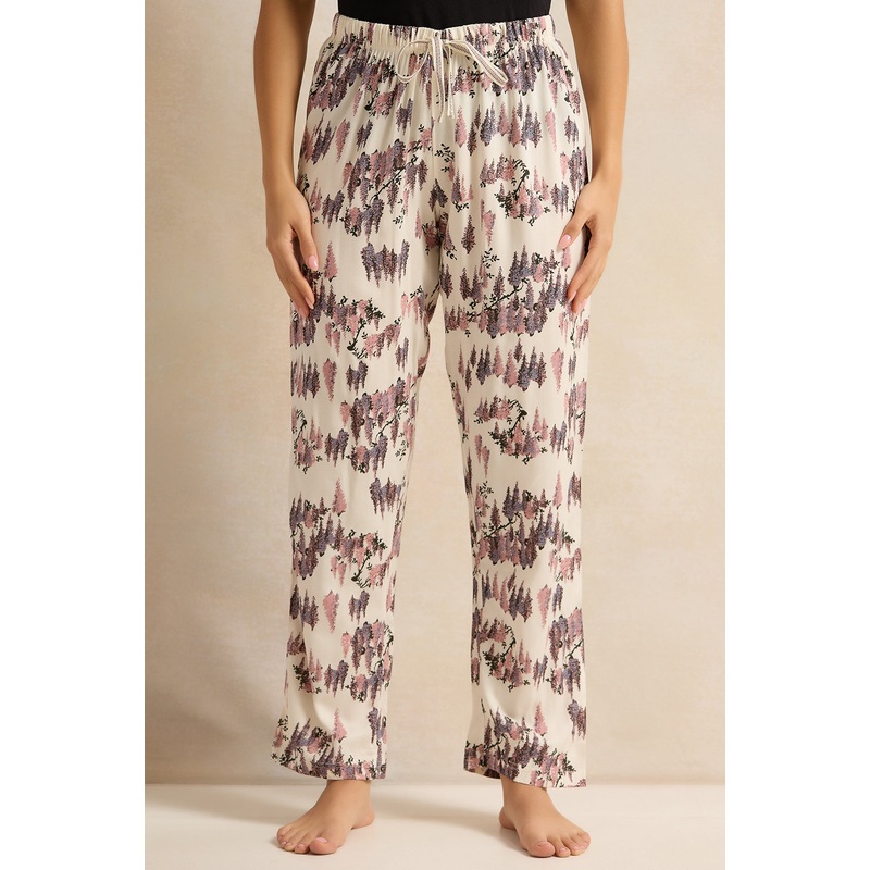 Women Beige Print Pyjama Bottom