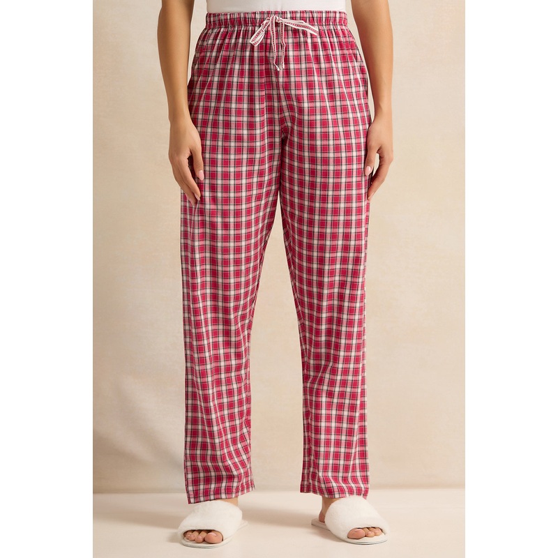 Women Red Checkered Pyjama Bottom