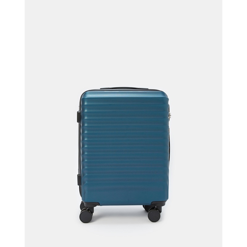 Blue Textured Trolley Luggage 20 Inch