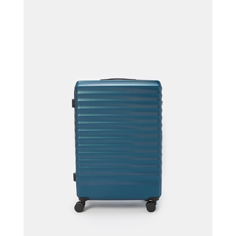 Blue Textured Trolley Luggage 24 Inch