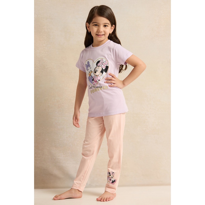 Girls Lilac Printed Pyjama Set (2 Piece)