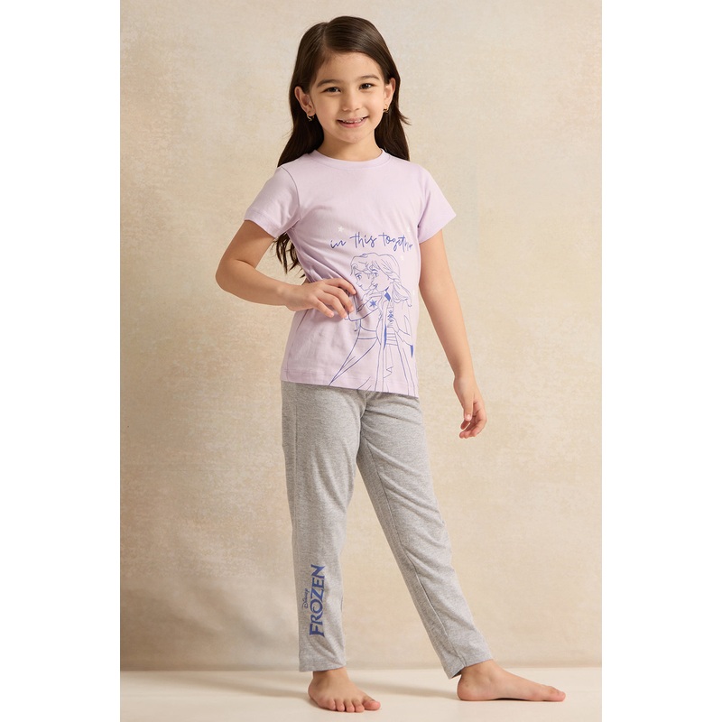 Girls Purple Print Pyjama Set (2 Piece)