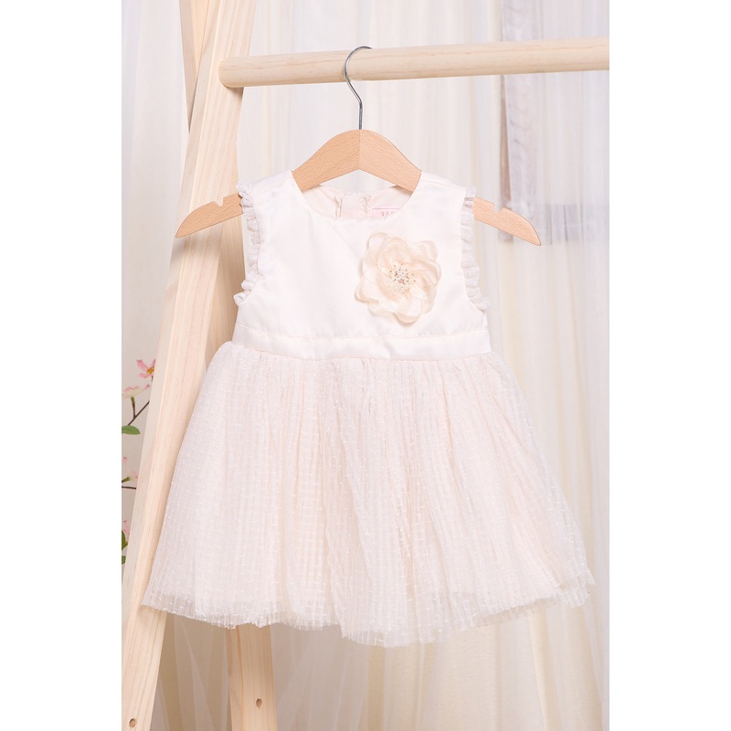 Infant Girls Ivory Dress With Corsage