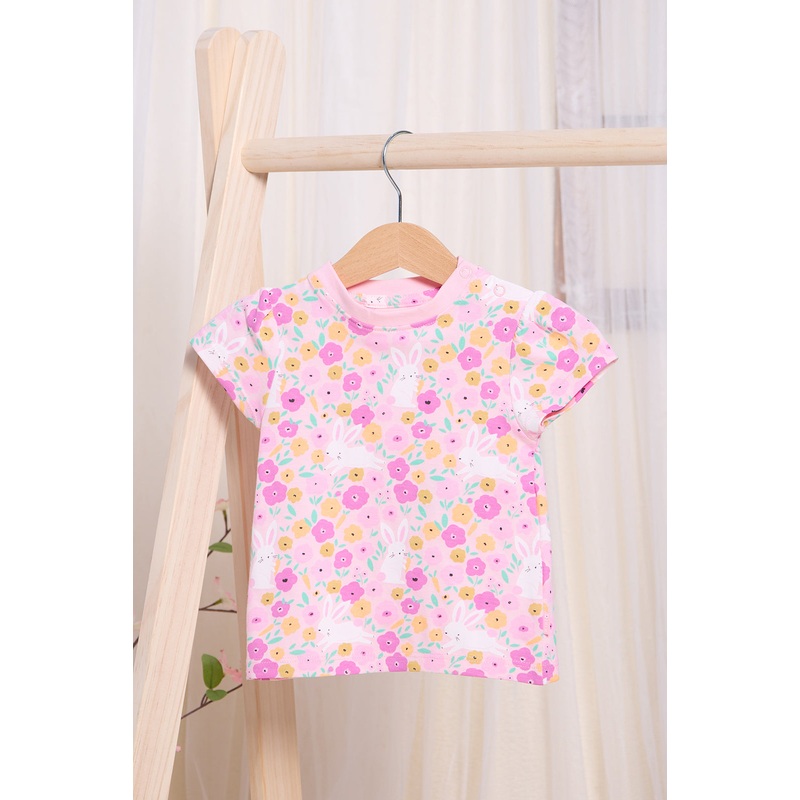 Infant Girls Pink Floral Print T-shirt