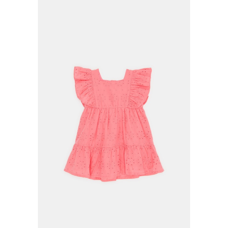 Infant Girls Pink Schiffly Ruffles Dress