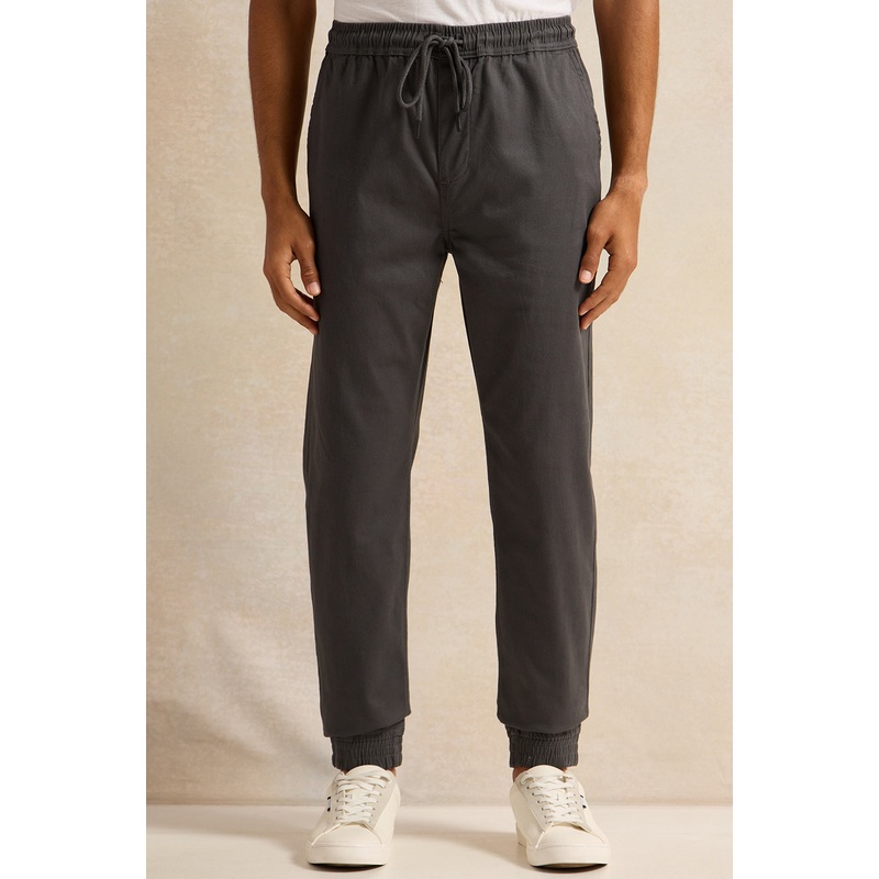 Men Charcoal Twill Joggers|Small|Medium|Large|X-Large|XX-Large
