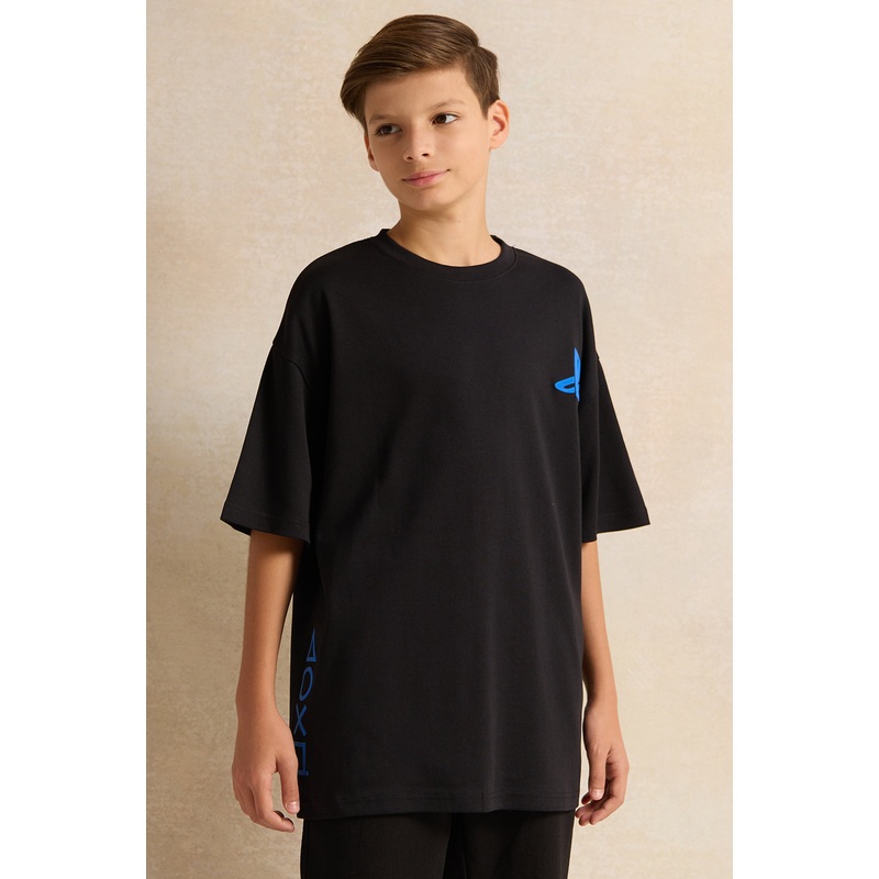 Senior Boys Black Playstation Oversize T-shirt