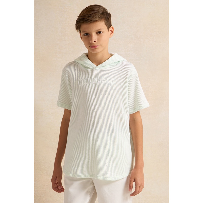 Senior Boys Green Hooded T-Shirt