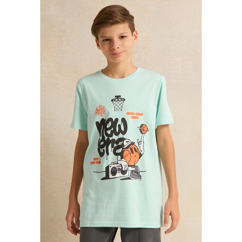 Senior Boys Mint Printed T-Shirt