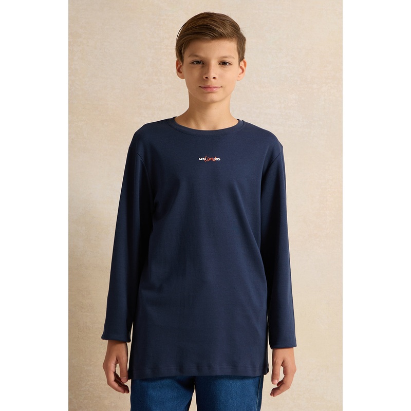 Senior Boys Navy Printed T-Shirt