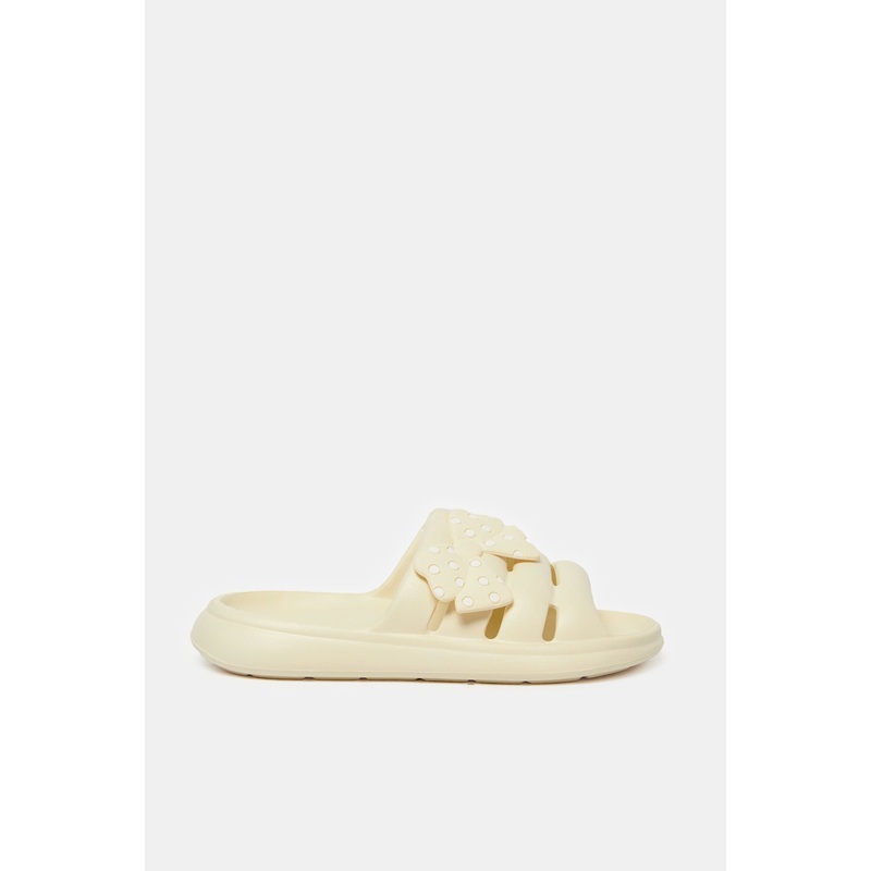 Senior Girls Beige Bow Slide|EU30|EU31|EU32|EU33|EU34|EU35