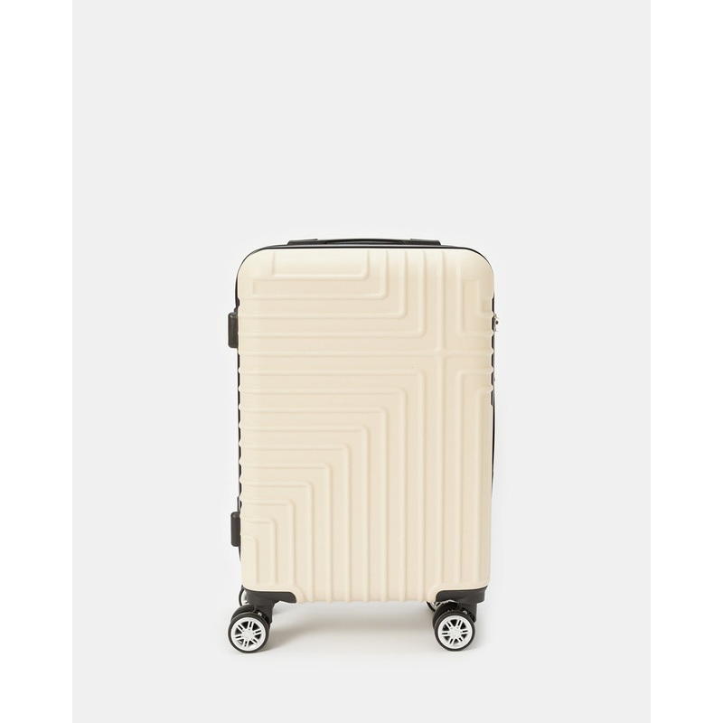 White Textured Trolley Luggage 20 Inch