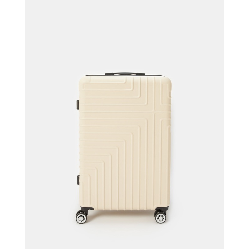 White Textured Trolley Luggage 24 Inch