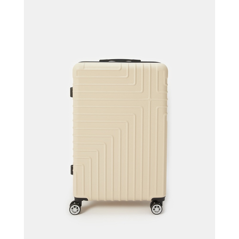 White Textured Trolley Luggage 28 Inch