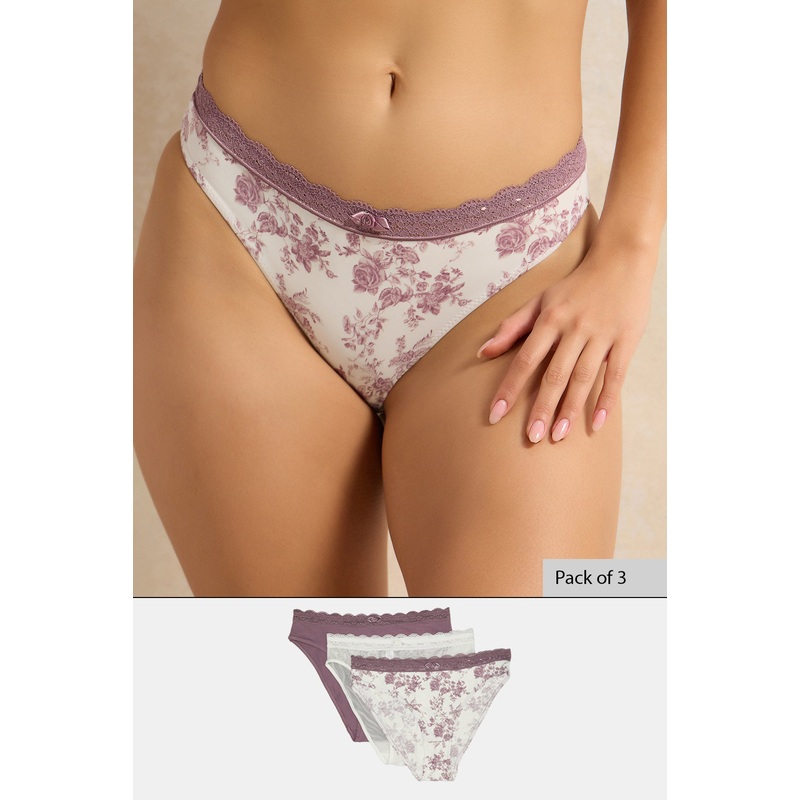 Women Assorted Hi-Leg Briefs Set (Pack of 3)