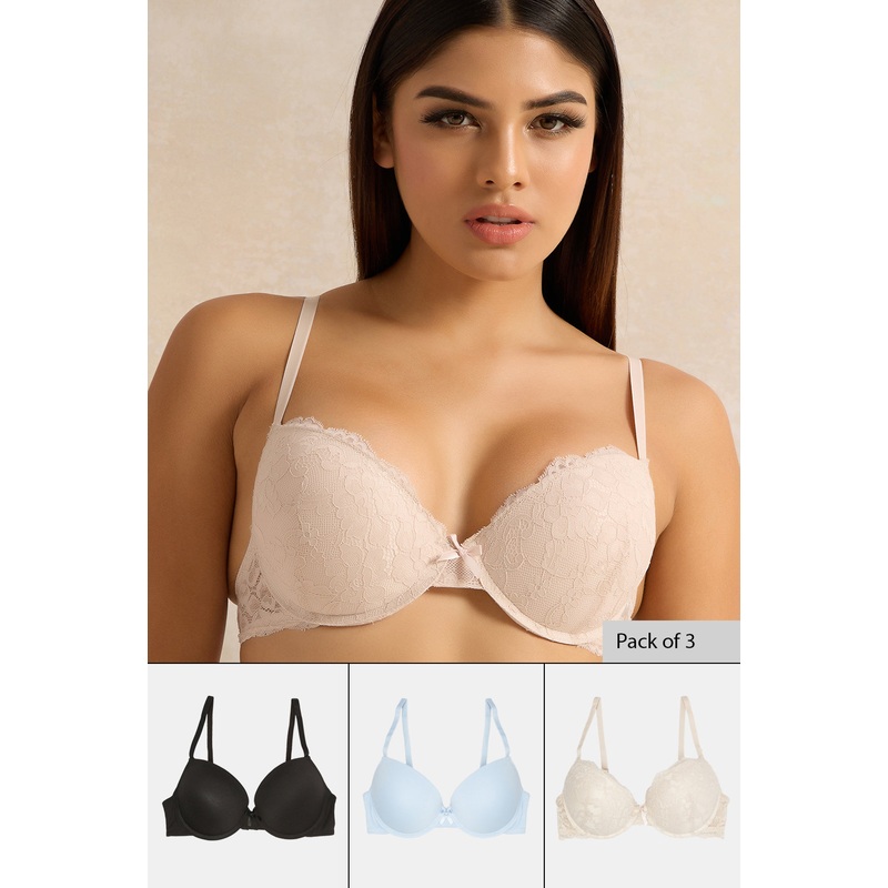 Women Assorted Push Up Bra Set (Pack of 3)