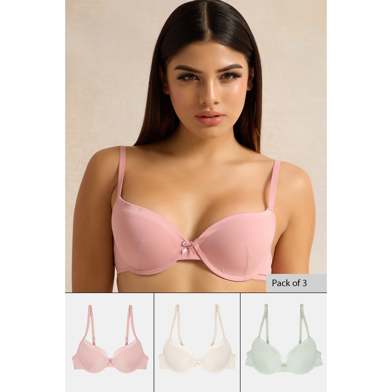 Women Assorted T-Shirt Bra Set (Pack of 3)