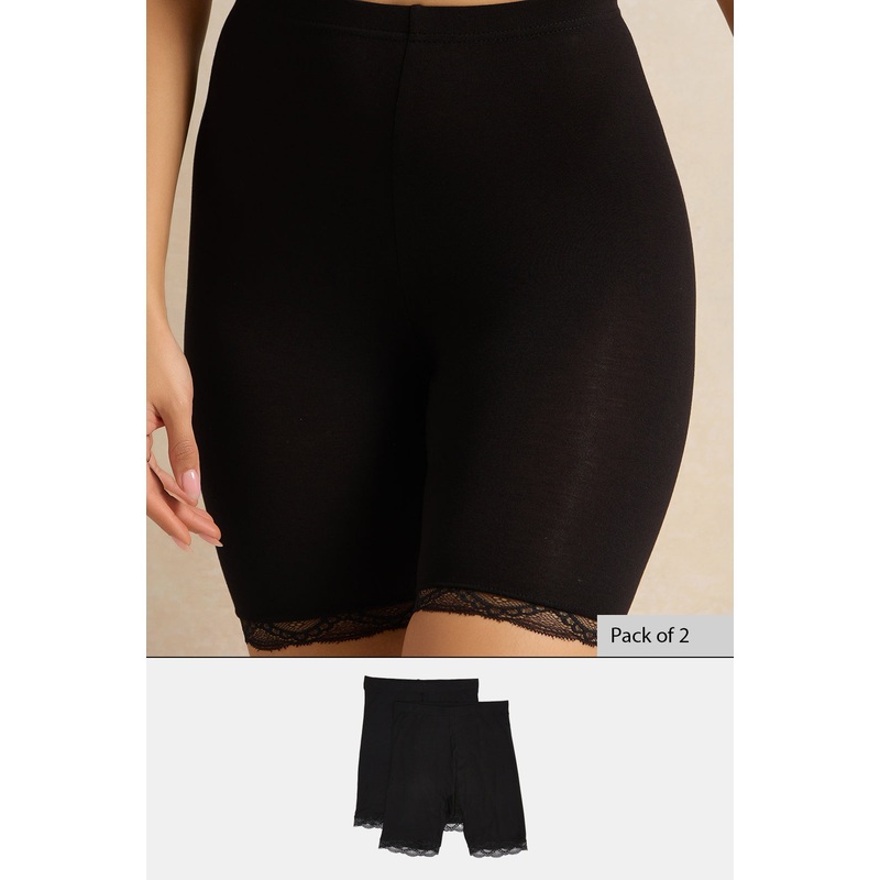 Women Black Comfort Short Set (2 Piece)