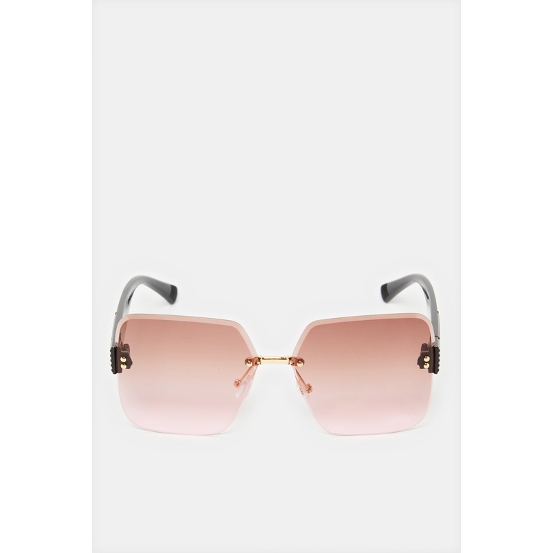 Women Pink And Black Embellished Sunglasses