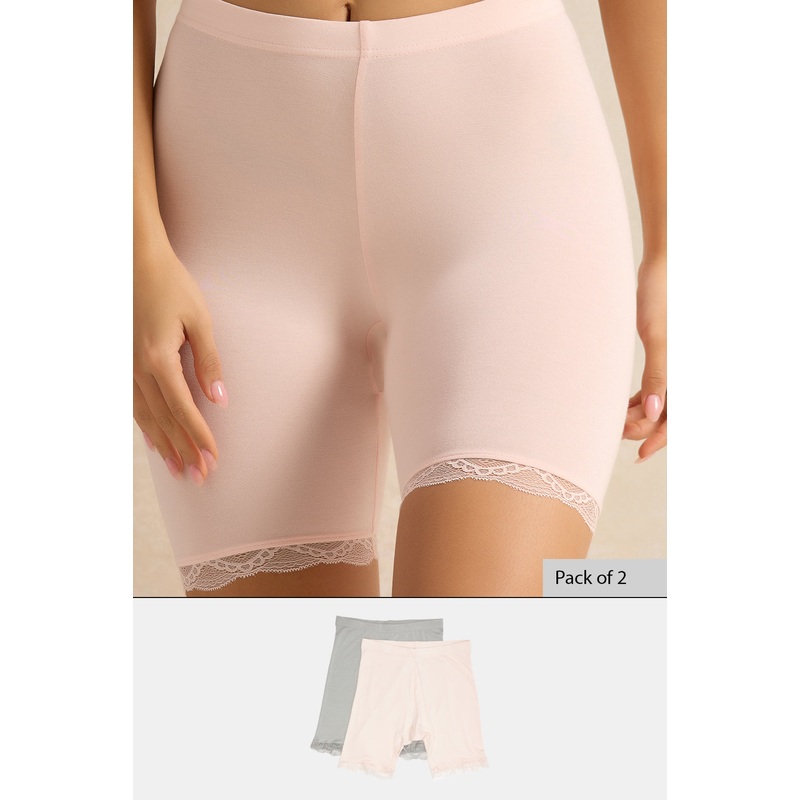 Women Pink And Grey Comfort Short Set (2 Piece)