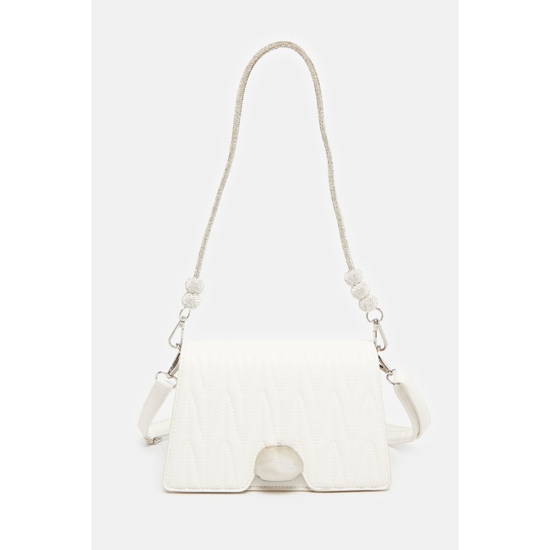 Women White Quilted Bag