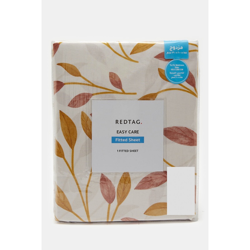 Beige Printed Fitted Sheet (Double Size)