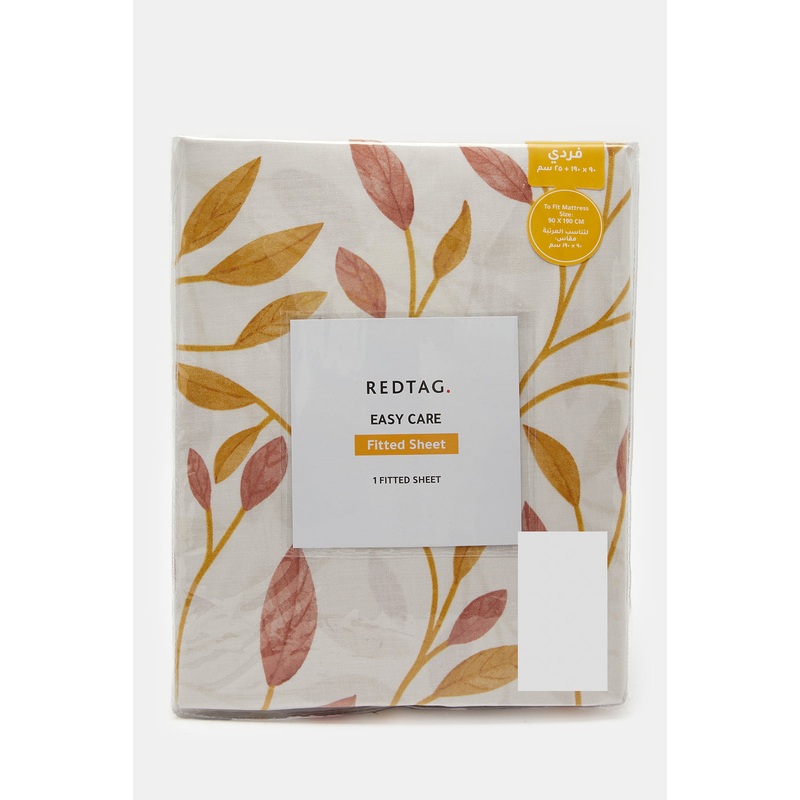Beige Printed Fitted Sheet (Single Size)