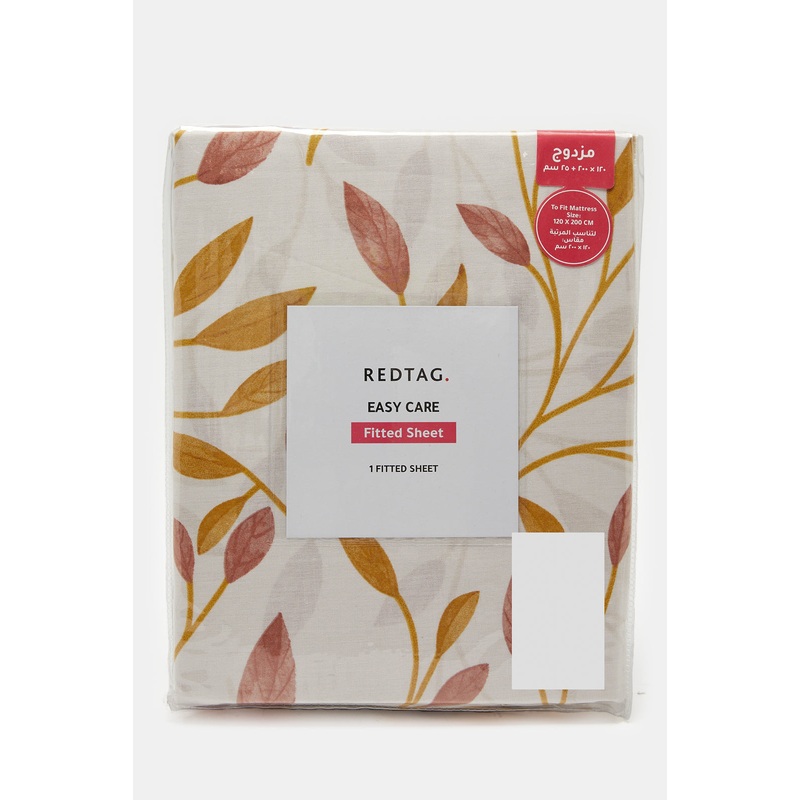 Beige Printed Fitted Sheet (Twin Size)