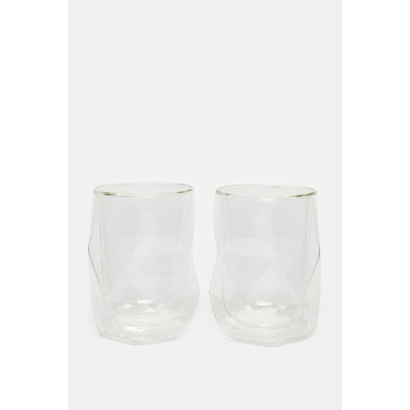 Borosilicate Double Wall Diamond Shape Glass Set (2 Piece)