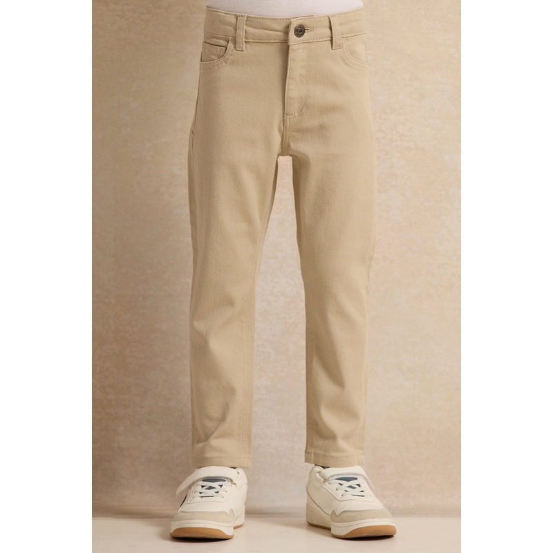 Boys Beige Solid Jeans|2-3 Years|3-4 Years|4-5 Years|5-6 Years|6-7 Years|7-8 Years