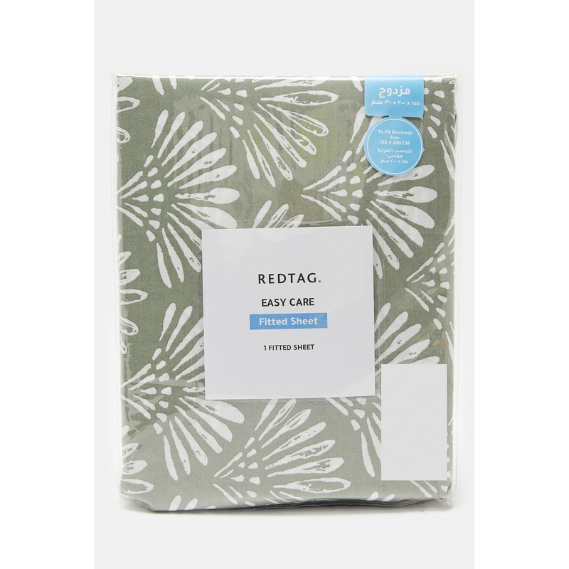 Grey Geometric Printed Fitted Sheet (Double Size)