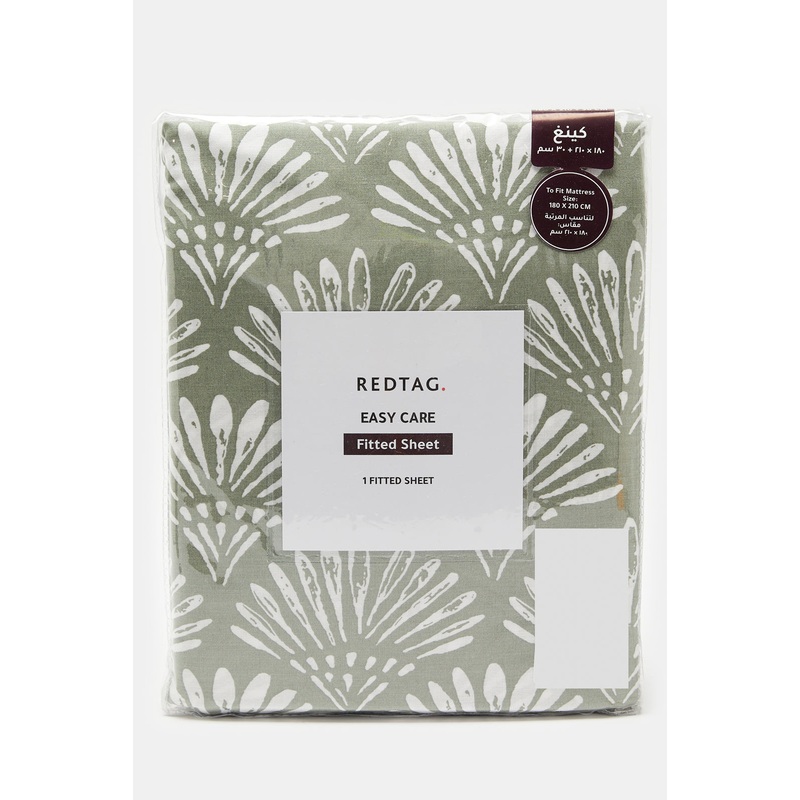 Grey Geometric Printed Fitted Sheet (King Size)
