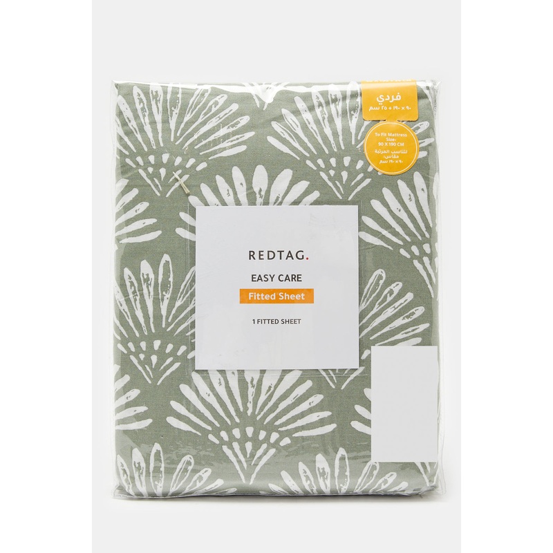 Grey Geometric Printed Fitted Sheet (Single Size)