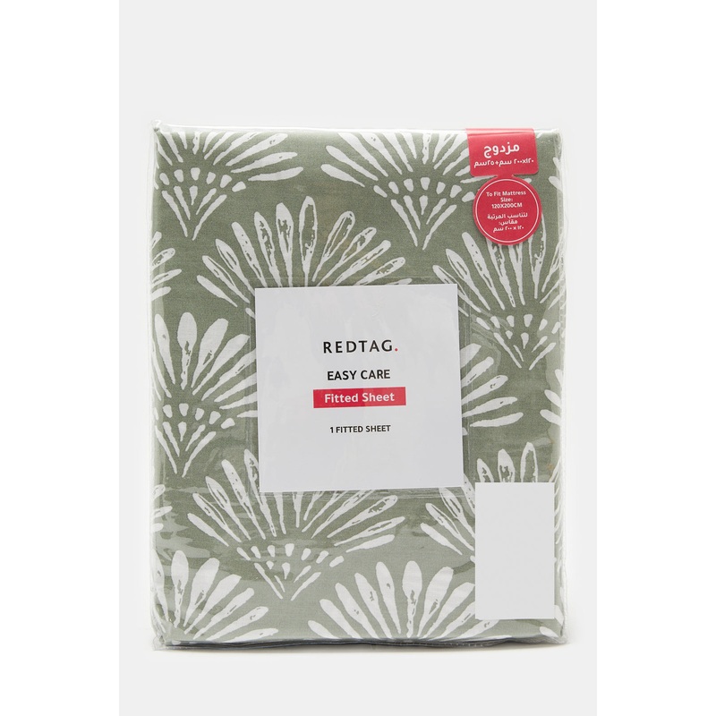 Grey Geometric Printed Fitted Sheet (Twin Size)