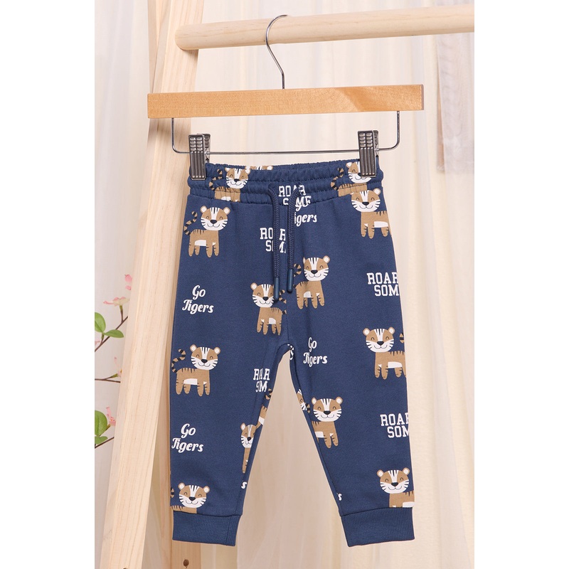 Infant Boy Navy Tiger Print Active Pants