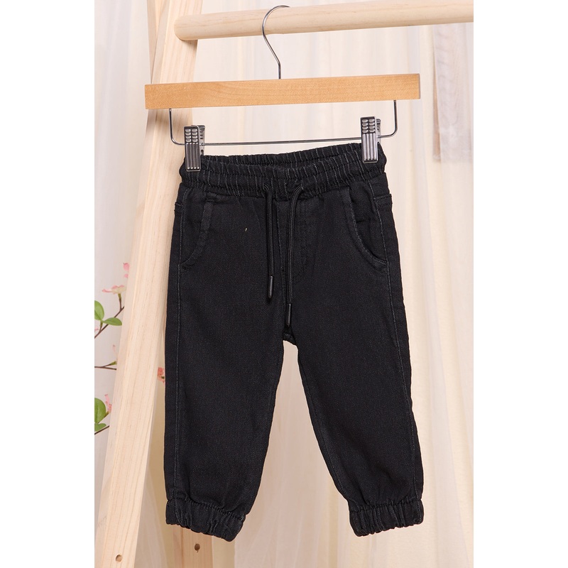 Infant Boys Black Knit Denim Jogger