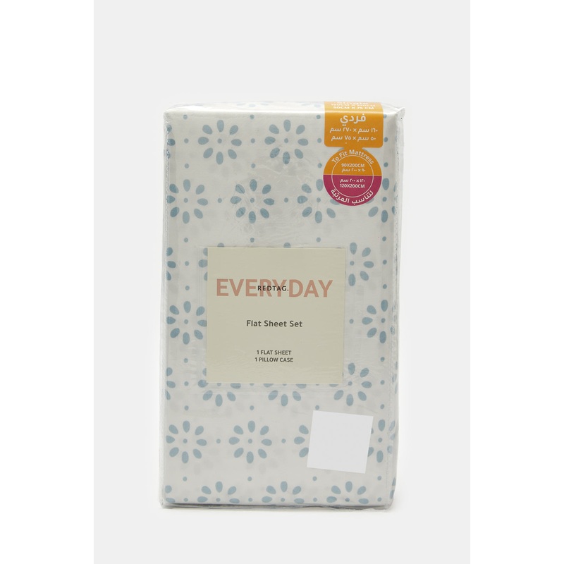 Teal 2 Piece Abstract Printed Flat Sheet (Single Size)