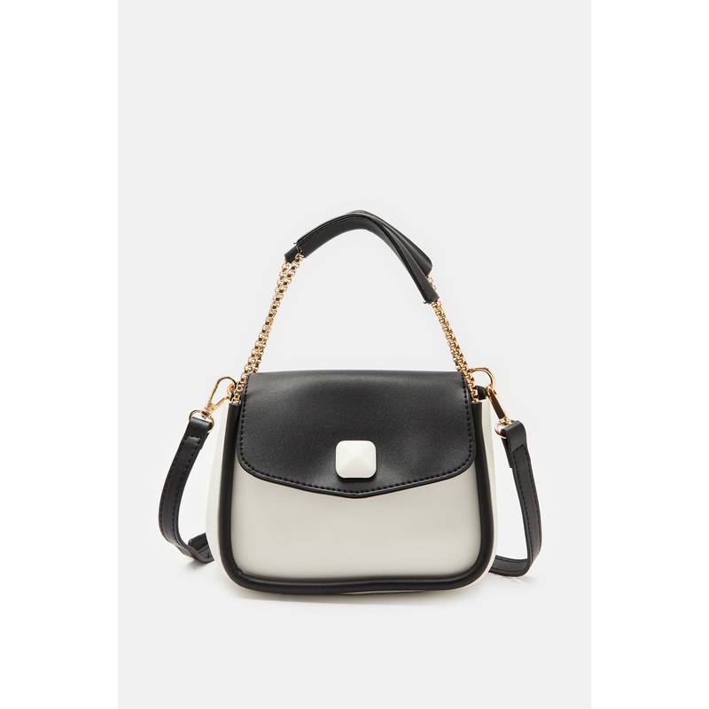 Women Black And White Messenger Bag